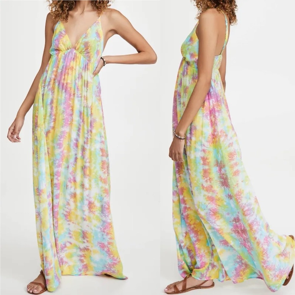Tiare Hawaii GRACIE Maxi Dress Rainbow Tie Dye O/S